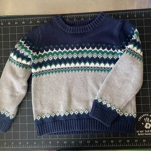Janie & Jack lovely boys fair isle sweater size 4-5, gray, navy & green